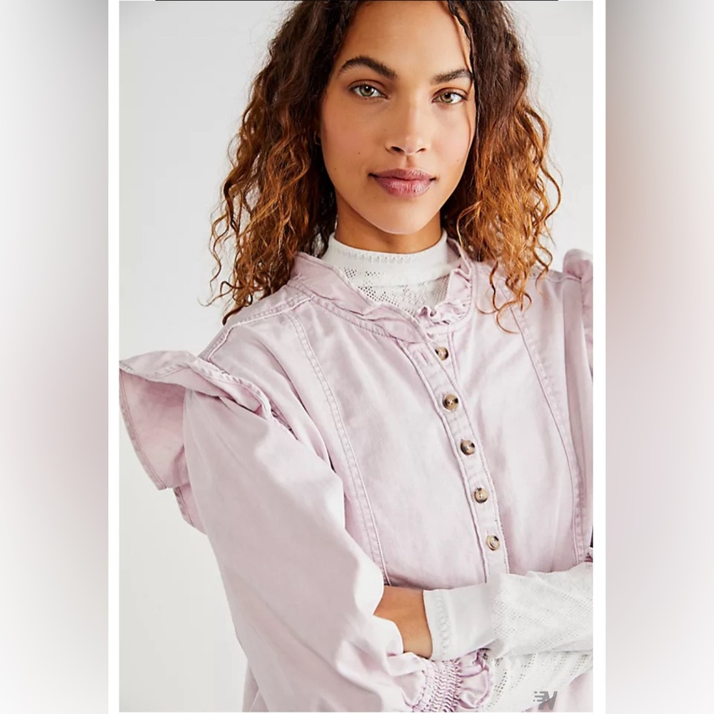 Free People Pink Ruffled Blouse - Picture 2 of 3